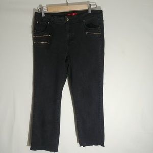 Jennifer Lopez Womens Capri Jeans Sz 12 Raw Hem Stretch Denim Dark Wash